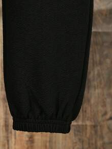 男大童字母圖案衛衣和衛褲無毛衣 - 黑色 - 查看 4