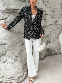 SHEIN Privé Blazer con estampado de figura abstracta con botón - Multicolor - Ver 7