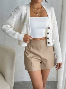 SHEIN Essnce Button Front Drop Shoulder Cardigan