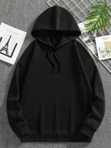 Nam Thư tiếng Nhật & Đồ họa rồng Dây rút Lót nhiệt Hoodie - màu đen - Xem 2