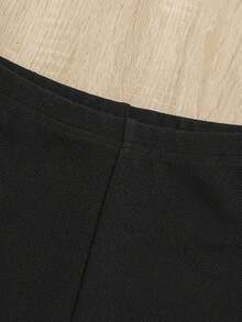 SHEIN Thiếu niên cô gái In kẻ sọc Áo sơ mi & Cami ngọn & Quần ống loe - Màu Khaki - Xem 5