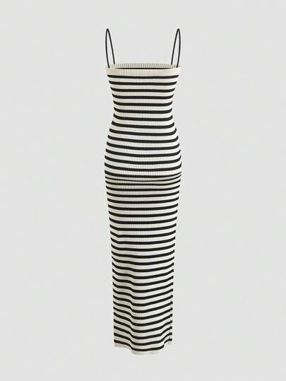 Striped Print Cami Dress Party Summer Elegant
