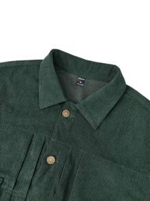 Manfinity Homme Men Flap Pocket Corduroy Jacket - Dark Green - View 7