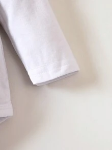 Bé trai sơ sinh Đồ họa Khẩu hiệu Áo liền quần chặt - trắng - Xem 3