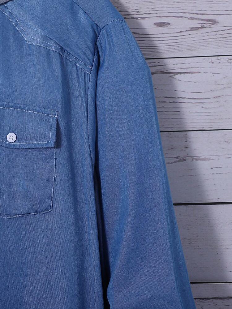 Men Flap Pocket Hooded Shirt