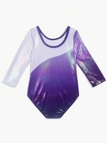 Cô Gái Trẻ Khối màu Hoạt động Áo liền quần chặt - Màu tím - Xem 2