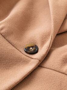 Celure 大碼西裝領單釦西裝洋裝 - 卡其色 - 查看 3