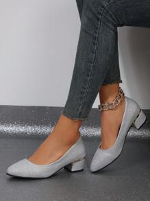 Chaussures à talons hauts pour femmes, talons hauts noirs confortables et polyvalents, à bout pointu plissé, à enfiler