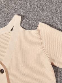 SHEIN Tween Girl Cold Shoulder Button Front Cardigan