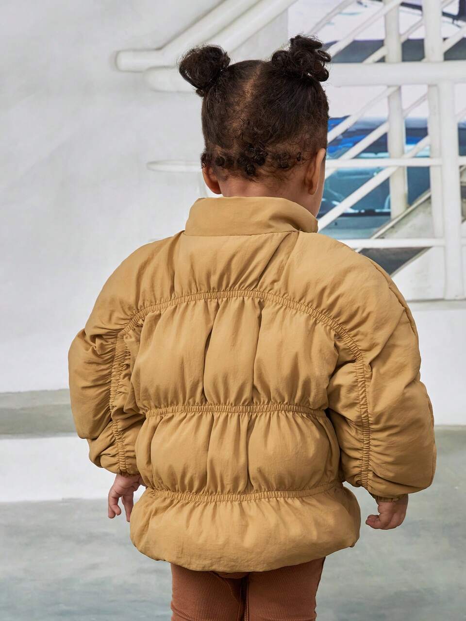 Baby Girl Zip Up Padded Coat & Scarf,In Fall/Winter