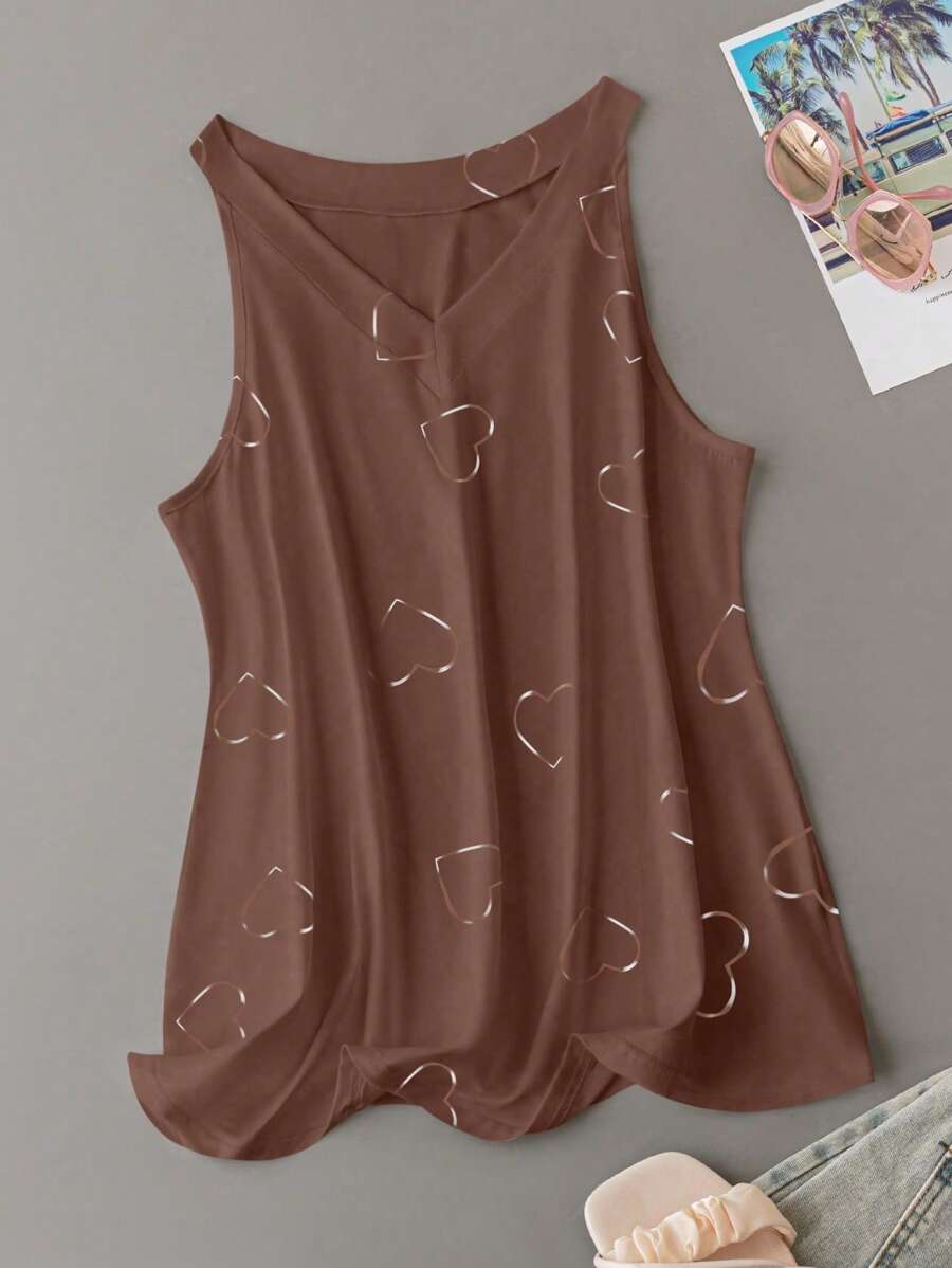 SHEIN LUNE 大尺碼背心 - 棕色 - 查看 1
