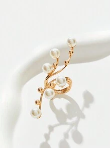 SHEIN Belle Anillo de perlas falsas - Amarillo Oro - Ver 4