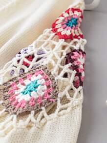 SHEIN LUNE Áo len cardigan móc cỡ lớn - Màu be - Xem 5