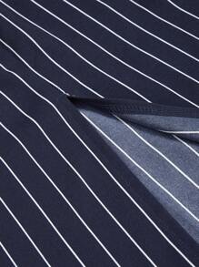 Chiquease In sọc Áo ba lỗ & Chân Váy xẻ - Xanh đậm - Xem 3