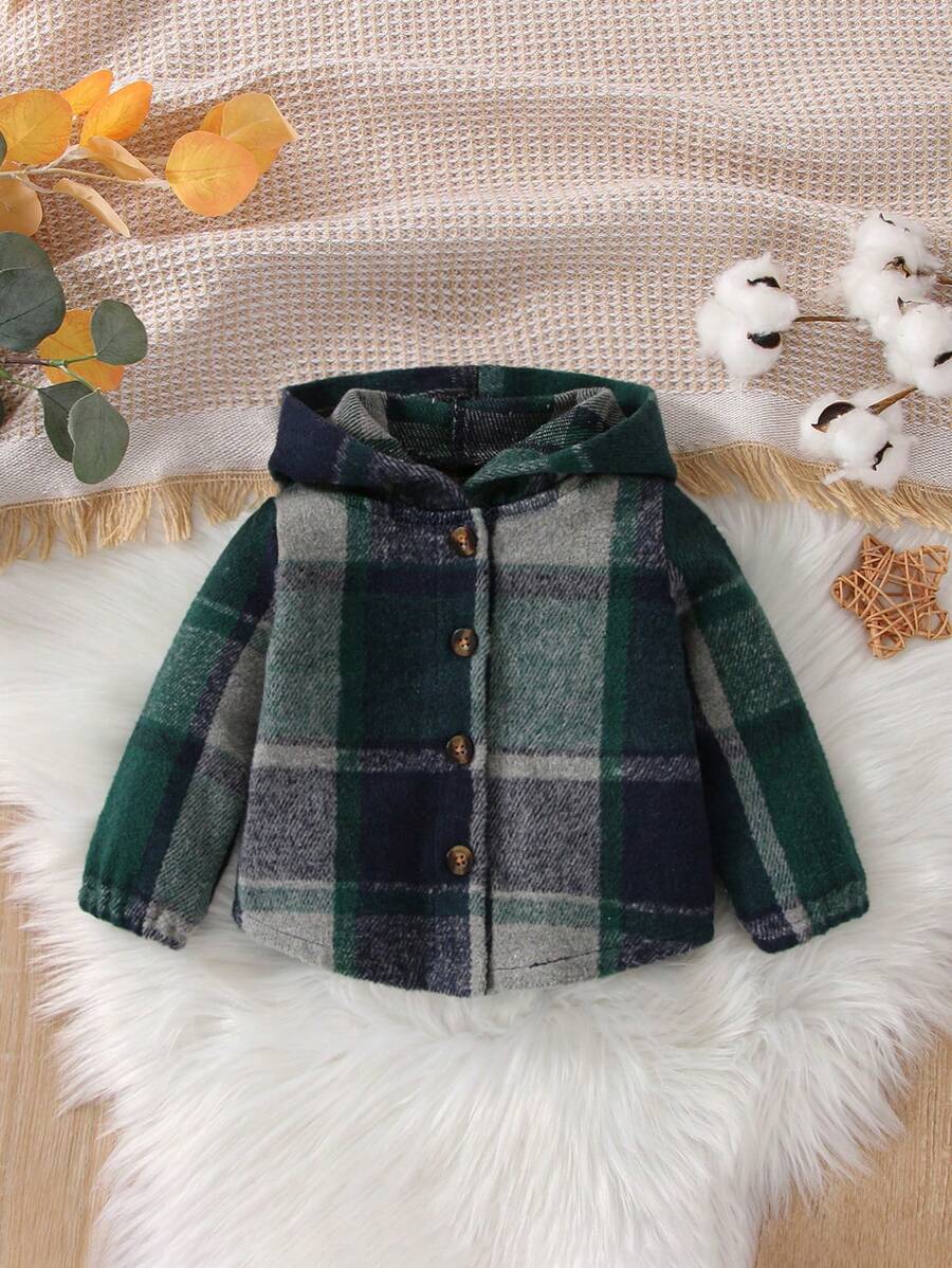 Em bé Áo khoác Nút phía trước Sọc ca rô Sẵn sàng - Nhiều màu - Xem 1