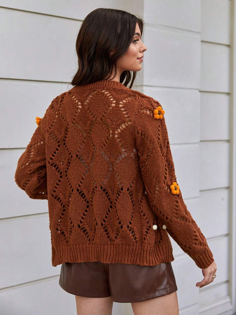 Appliques Button Front Cardigan