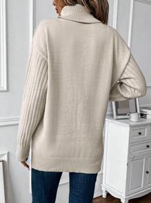 SHEIN Clasi Col Knoopdetail Oversized Truien
