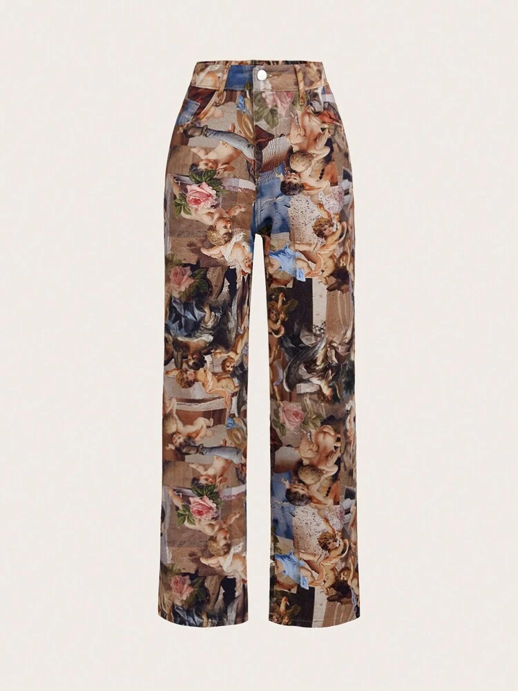 Teen Girls Figure Graphic Straight Leg Jeans