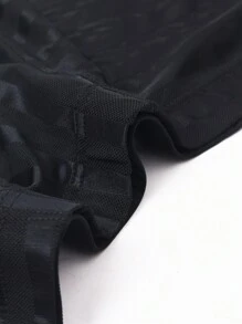 男士條紋圖案網紗平角內褲 - 黑色 - 查看 7