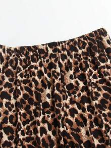 Leopard Print Flare Leg Pants - Multicolor - View 3