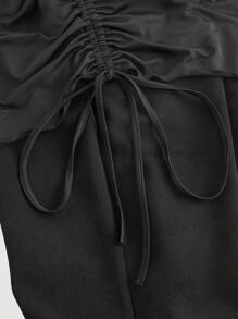 SHEIN MOD 側抽繩喇叭褲 - 黑色 - 查看 4