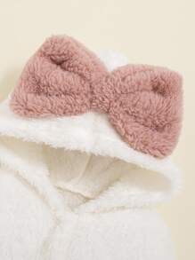 SHEIN Newborn Baby Girl Thickened Contrast Color Bow Sweatshirt - White - View 4