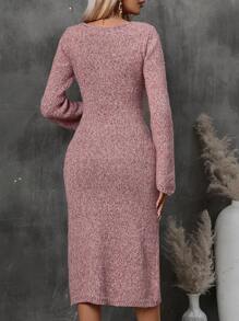 SHEIN Clasi 女士毛衣連衣裙 - 棕色 - 查看 2