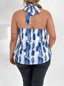 Calvaya 大碼滿版印花後背繫帶掛脖上衣 - 彩色 - 查看 2