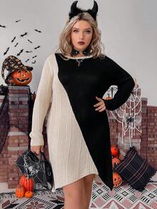 PUNK Plus Two Tone Sweater Dress - Multicolor - View 6