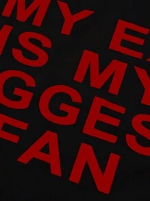 SHEIN Unity 标语图案短款背心 我的前任是我最大的粉丝 - 黑色 - 查看 6