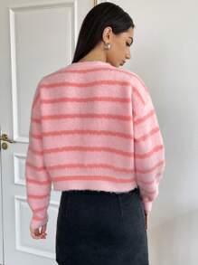 SHEIN Qutie 條紋圖案落肩開衫 - 彩色 - 查看 2