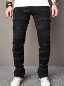 Manfinity Roughcore Hombres Jeans ajustados ribete crudo