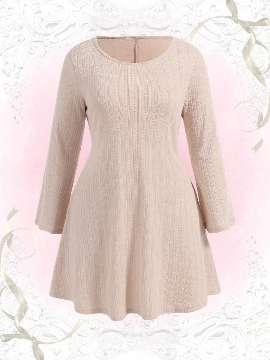 Flirla 加大洋裝 - 杏色 - 查看 1