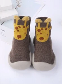 1pair Infant Soft-sole Anti-slip Indoor Floor Socks Shoes, Original Cartoon Animal Design, Cute Baby Athletic Sneakers
