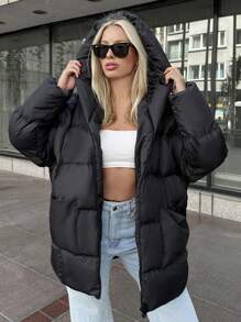 EURMUSE Zip Up Hooded Puffer Coat