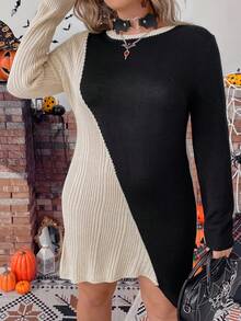 PUNK Plus Two Tone Sweater Dress - Multicolor - View 4
