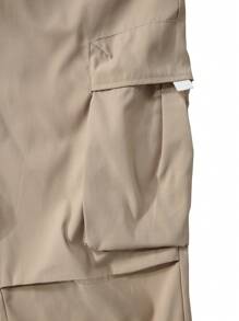 Manfinity Homme Men Flap Pocket Side Drawstring Waist Cargo Trousers - Khaki - View 4