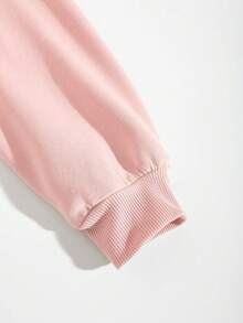 SHEIN EZwear 女士印花連帽衫和長褲套裝 - 淺粉色 - 查看 3