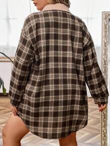 EMERY ROSE Plus Plaid Print Drop Shoulder Shirt & Knot Front Shorts - Multicolor - View 2