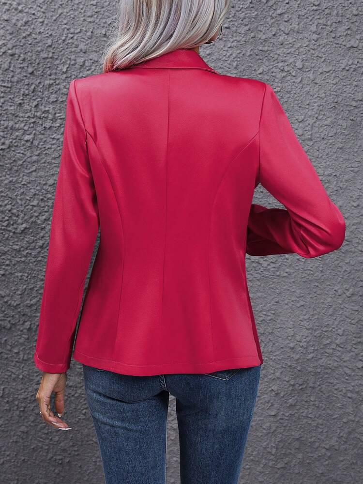 Lapel Neck Ruched Single Button Blazer