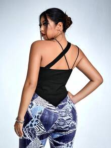 SHEIN ICON 大碼女士上衣 - 黑色 - 查看 2
