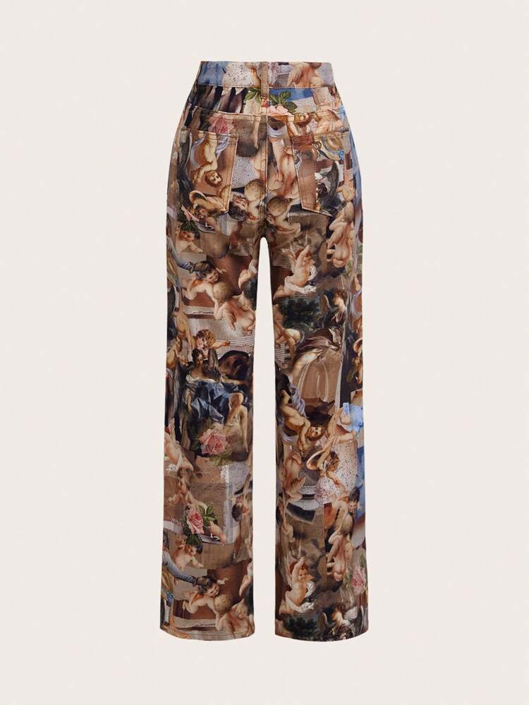 Teen Girls Figure Graphic Straight Leg Jeans