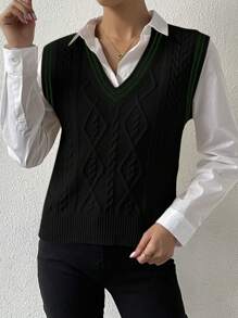 EMERY ROSE 麻花編織毛衣背心不帶襯衫