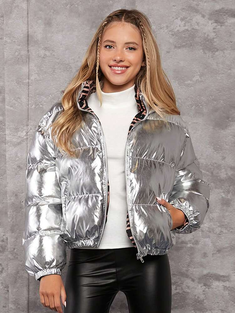 Teen Girl Slant Pocket Padded Coat