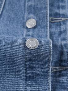 Cậu bé Tween Đồ họa Chữ cái Túi có nắp Áo khoác denim Without Tee - Rửa trung bình - Xem 5