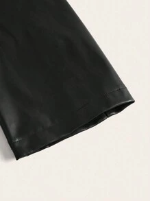 SHEIN Clasi Talla grande Cazadora con cremallera bajo con fruncido de recubierto - Negro - Ver 6