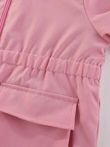 SHEIN Cô gái ( Nhỏ bé ) Áo trùm đầu Với Vòng cổ - Hồng - Xem 5