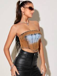 SHEIN ICON Brzeg bandana Tuba Topy Dżinsowe - Średni jeans - Zobacz 4