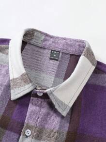 Manfinity Homme Men Plaid Print Overcoat - Purple - View 5