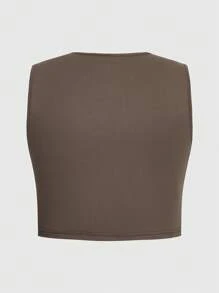 ROMWE Grunge Punk Große Größen Ärmellose Crop Top mit Totenkopf Muster, Sommer Mode